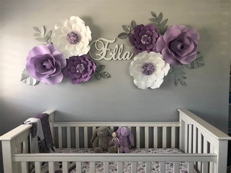 Large 6 Piece Paper Flower Set Color Customizable Nursery Decor Home