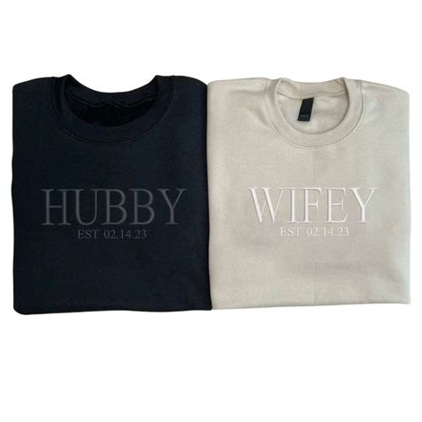 Customized Wifey And Hubby Sweatshirts Bridal Couple Pullover