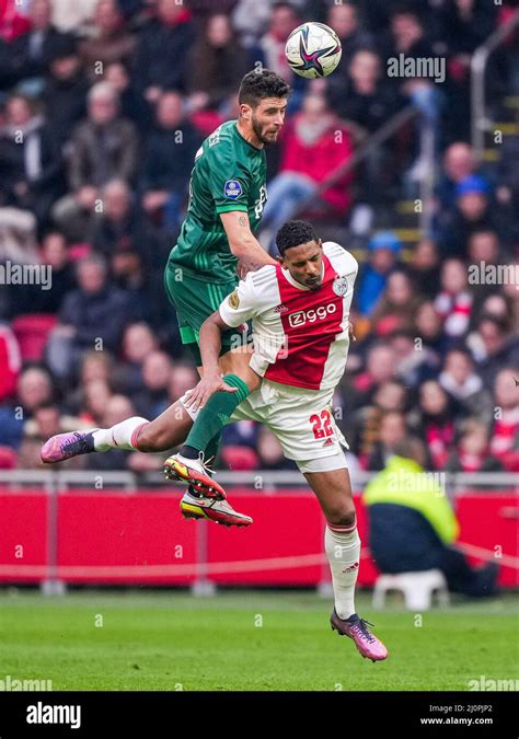 Amsterdam Marcos Senesi Of Feyenoord Sebastien Haller Of Ajax During