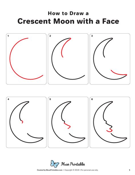 Learn how to draw a crescent moon with a face with this step by step ...