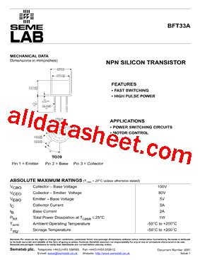 BFT33A Datasheet PDF Seme LAB