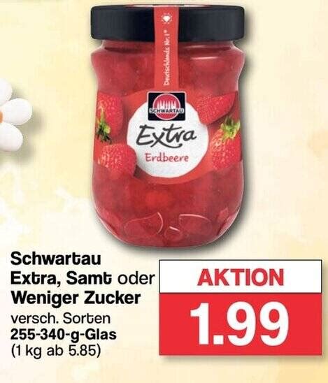 Schwartau Extra Samt Oder Weniger Zucker G Glas Angebot Bei