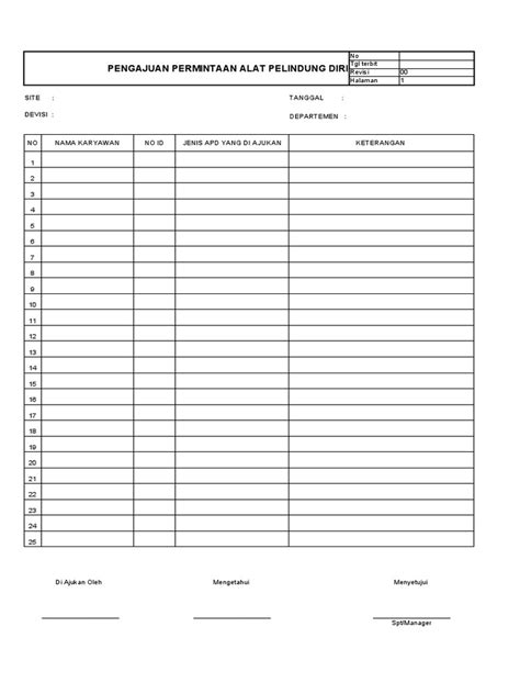 Form Pengajuan Apd Pdf