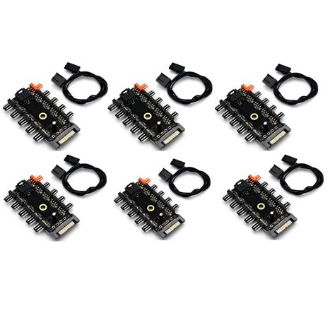 Buy 6 Pack 10 Way Fans Hub 15 Pin SATA Powered PC Case Internal