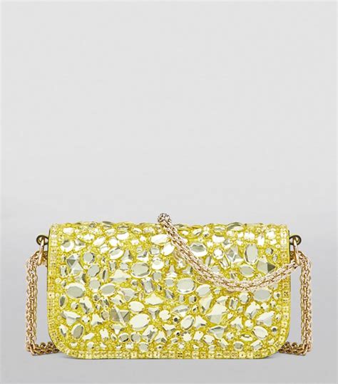 Womens Valentino Garavani yellow Embellished Locó Top Handle Bag