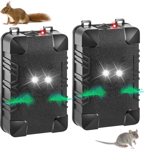 2 Pcs Under Hood Rodent Repeller With Strobe Light And 3