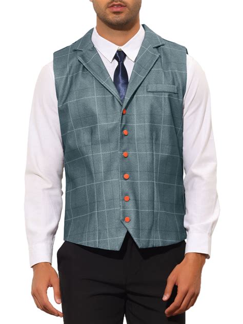 Lars Amadeus Men S Checked Suit Vest Slim Fit Sleeveless Dress