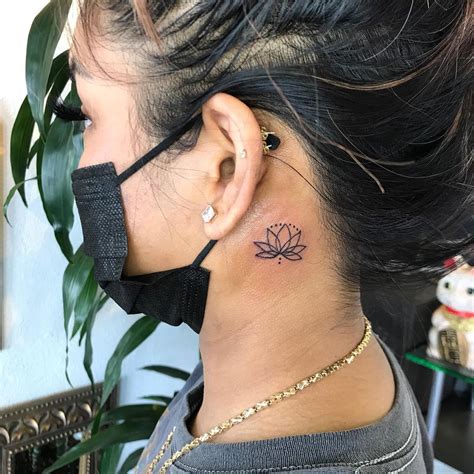 Lotus Flower Tattoo Behind Ear