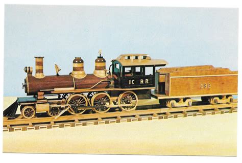 Railroad Wooden Model Train Illinois Central 4-6-0 Locomotive W.T ...