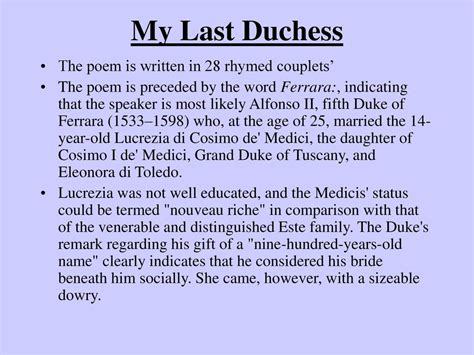 Poem Review My Last Duchess By Robert Browning