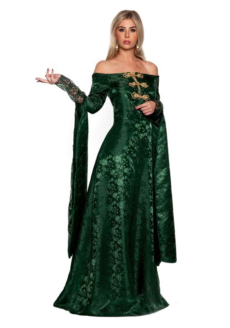 Green Renaissance Queen Costume For Women