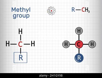 Methyl group (Me), CH3. It is alkyl functional group, structural unit ...