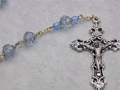 Light Sapphire Ab Rosebud Rosary Czech Lt Sapphire Ab Rosebud Crystal Beads Water From