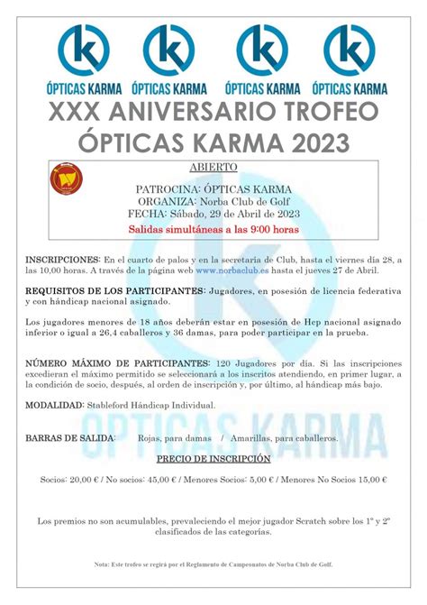 XXX GRAN PREMIO ÓPTICAS KARMA Norba Club de Golf de Cáceres