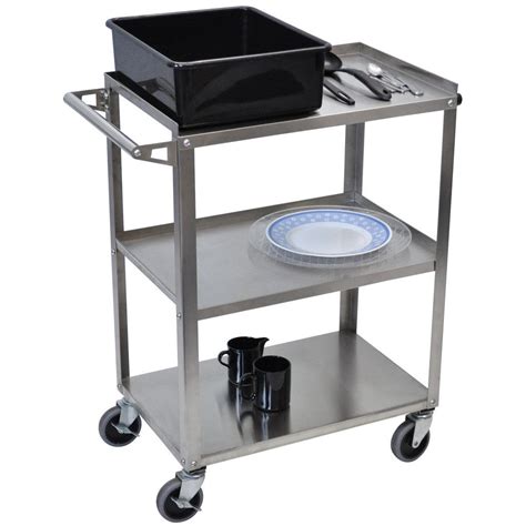 Luxor H Wilson Ssc 3 Stainless Steel 3 Shelf Utility Cart 16 X 28