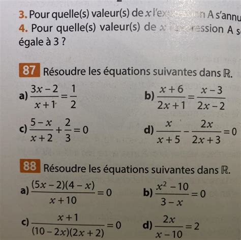 R Soudre Les Quations Suivantes Dans R X X X X A X