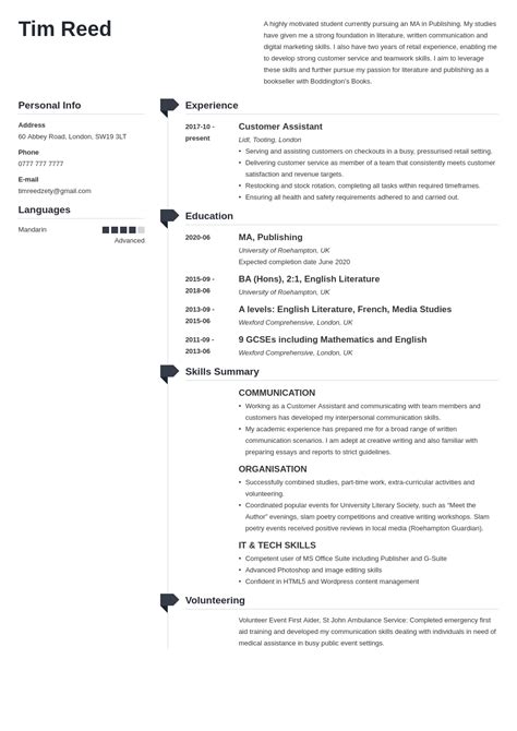 Student Cv Templates 20 Examples For 2025