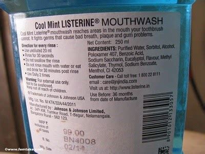 Listerine Ingredients, Price and Review - Listerine Cool Mint Mouth ...