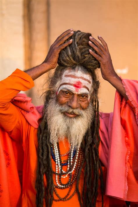 Sadhu Or Baba Holy Man On The Ghats Of Ganges River Editorial Stock