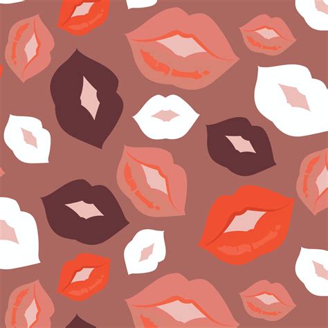 Lipstick Kiss Seamless Pattern Makeup Lips Symbols Red And Pink