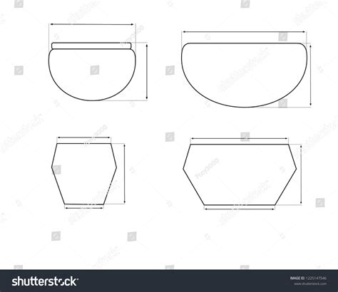 flower pot size chart measurements vector stock vector royalty