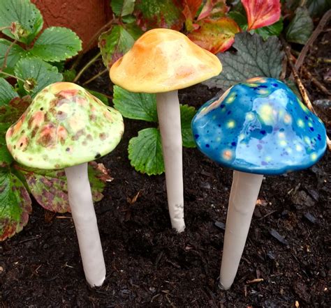 Three Medium Hand Crafted Ceramic Mushrooms By FabulousFungi On Etsy