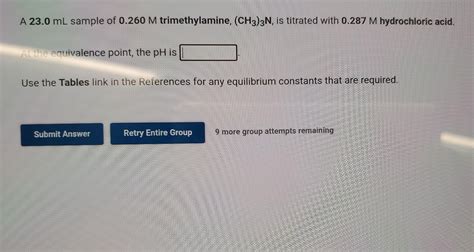 Solved A Ml Sample Of M Trimethylamine Ch N Chegg