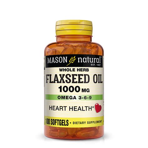 Flax Seed Oil 1000 Mg Omega 3 6 9 Mason Vitamins