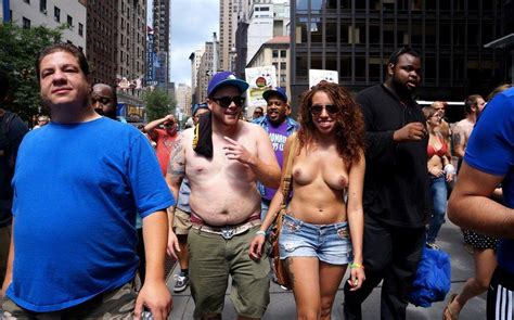 Women Bare Breasts For NYC Go Topless Day 2014 Porn Pic