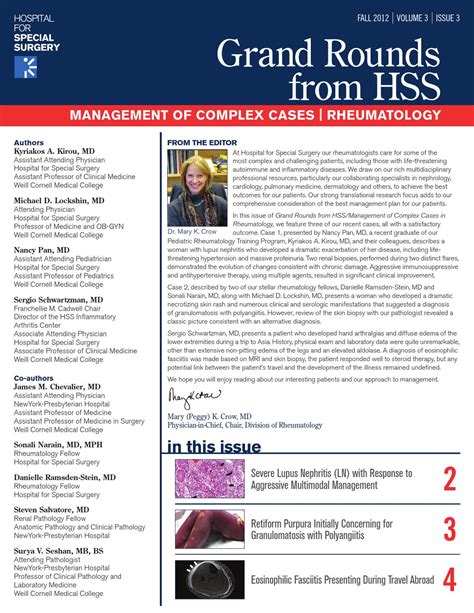 Grand Rounds From Hss Fall 2012 Volume 3 Issue 3 By Hospital For Special Surgery Issuu