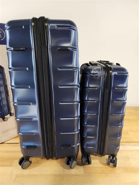 2 PIECE Samsonite Amplitude Hardside Blue Luggage Set Carryon Checked