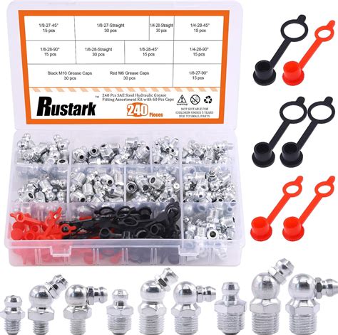 Amazon Rustark 240 Pcs SAE Steel Hydraulic Grease Fitting