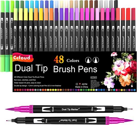 Ccfoud Feutres Coloriage 48 Couleurs Brush Pen Aquarelle Stylos Feutres