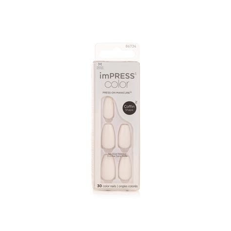 Kiss Impress Press On Nails Coffin Shape Medium Frosting Waitrose Uae