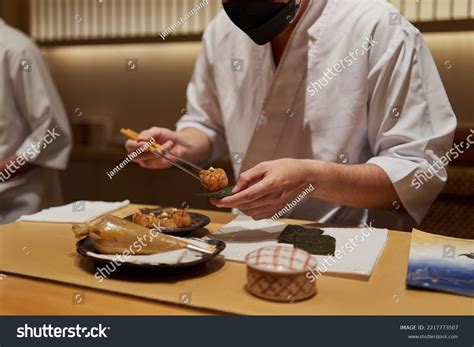 Chef Making Omakase Style Japanese Fine Stock Photo 2217773507 ...