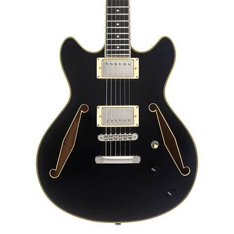 D Angelico Excel Mini DC Tour Collection Solid Black Guitarra eléctrica