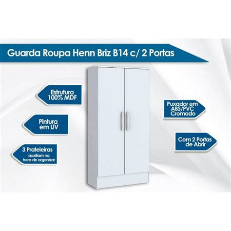 Armário Multiuso Henn Briz B14 c 2 Portas Branco Armário Multiuso