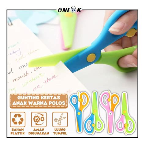 Jual Gunting Kertas Anak Warna Karakter Polos Colored Children Paper