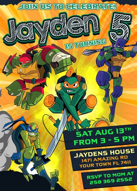 Free Printable Teenage Mutant Ninja Turtles Invitations