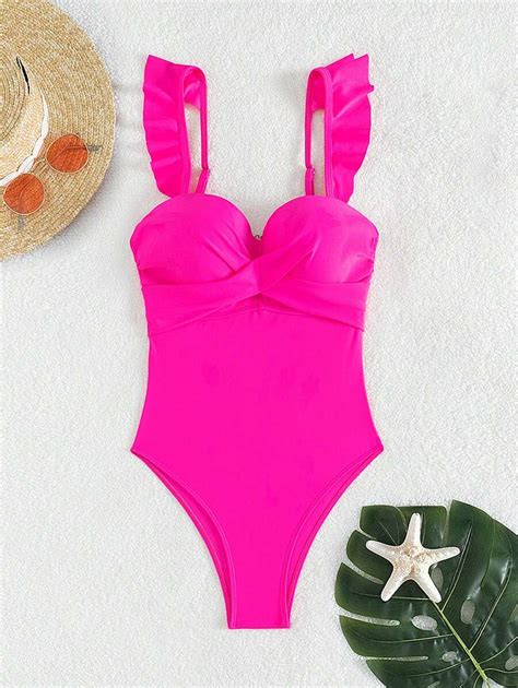 SHEIN Swim Costume Da Bagno Intero Donna Colore Solido Per Carnevale