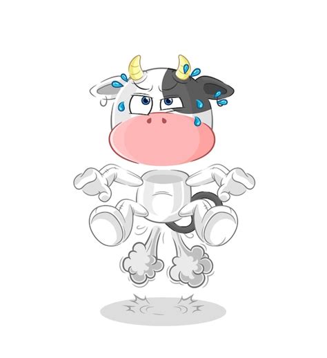 Premium Vector | Cow fart jumping illustration character vector