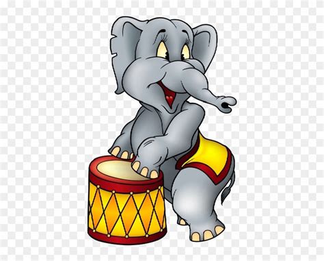 Funny Circus Elephant Playing Drum Cartoon Circus Elephant Free