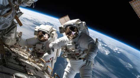 Grupo de astronautas en el espacio exterior. | Foto Premium