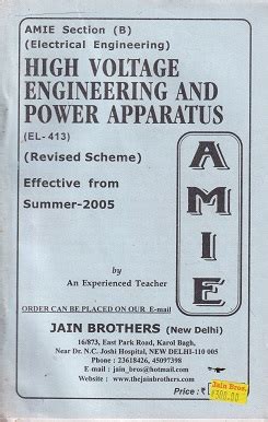 High Voltage Engineering And Power Apparatus For Amie Section B Jain