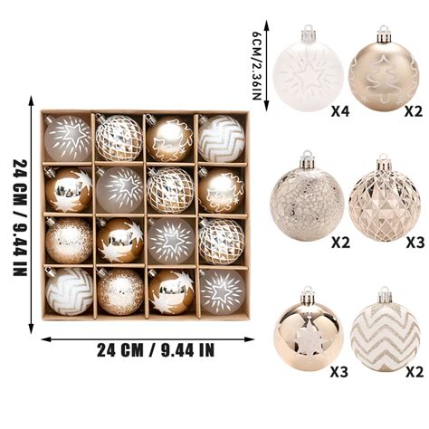 Doos Gemengde Kerstbal Ornament Wit Goud Xmas Boom Opknoping