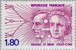 Briefmarke Frédéric 1900 1958 and Irène 1897 1956 Joliot Curie