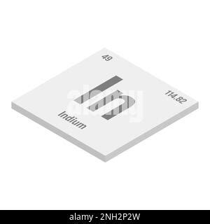 In Indium Chemical Element Periodic Table Single Vector Illustration