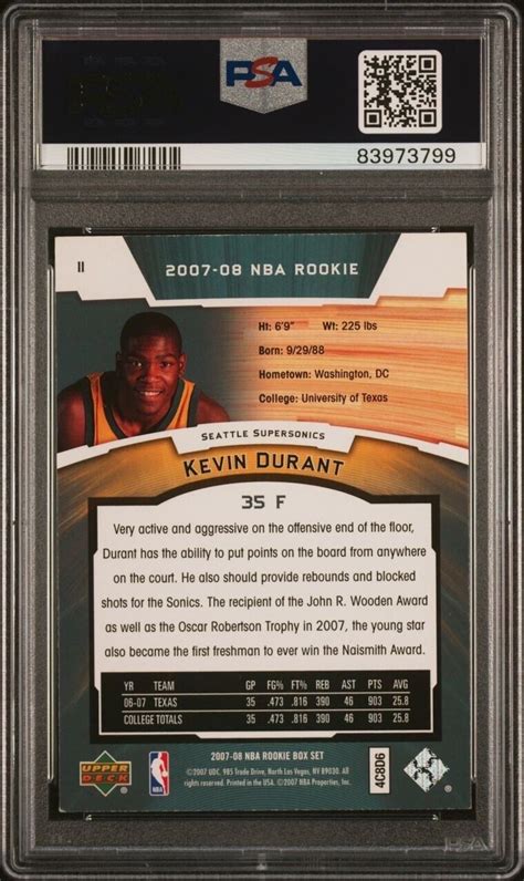 Upper Deck Nba Rookie Kevin Durant Rc For Sale Online