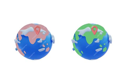 Icono Vectorial 3d Del Planeta Tierra De Dibujos Animados En Globo De Fondo Blanco Con Punto De