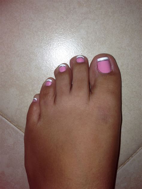 Pink and white French tip. | French tip pedicure, White french tip